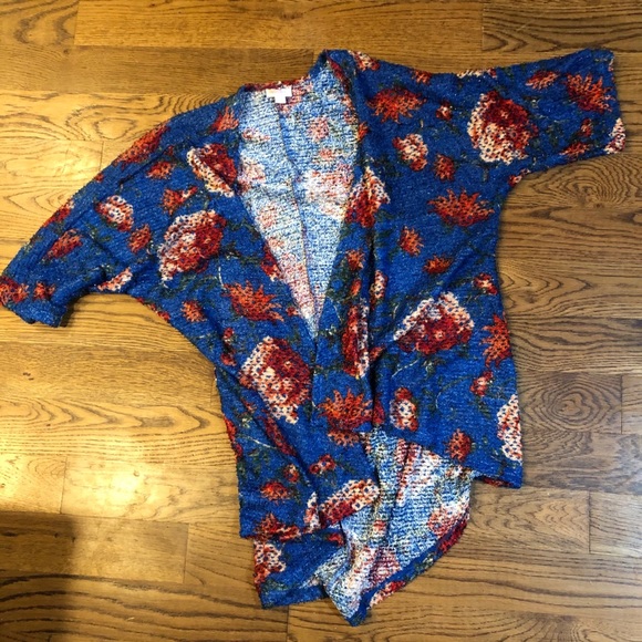 Lularoe Blue Sweater Kimono Cover Up Top - Picture 7 of 9